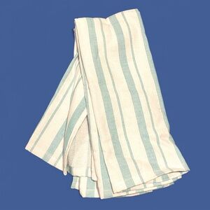 NEW BEVERLY  KITCHEN  DISH TOWELS (3) White With Turquoise Stripes